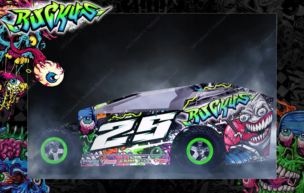 'Ruckus' Themed Wrap Fits Jbody Rc® | Crate Late Model | Mini Mudboss | Mudboss 1