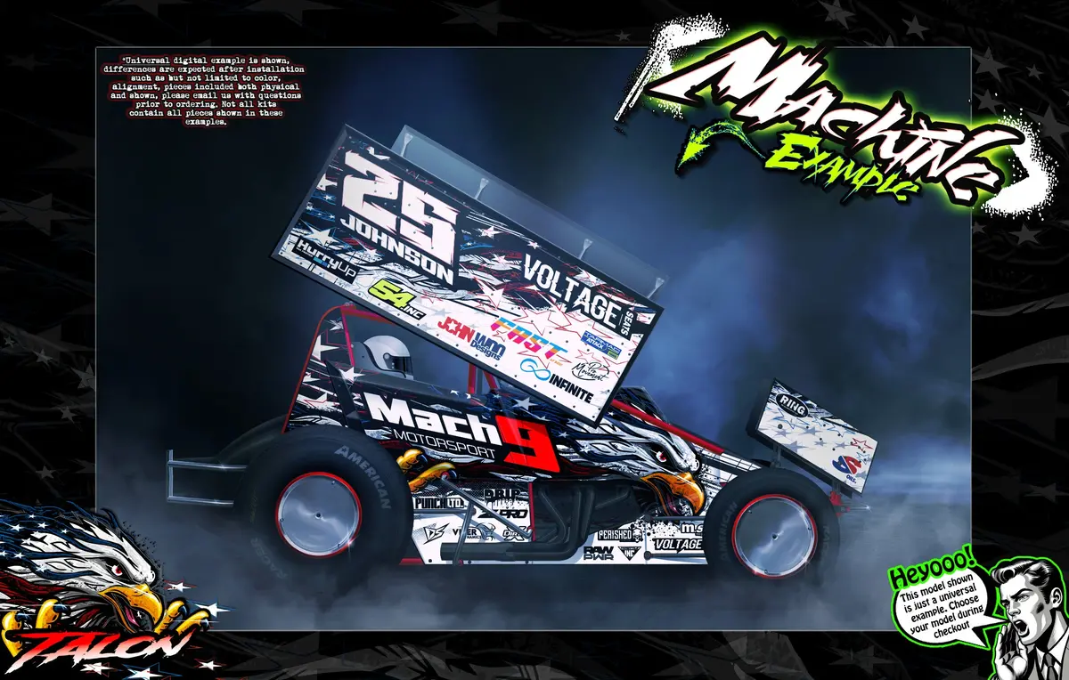 'Talon' Themed Graphics Skin Kit Fits 1Rc® | Late Model | Modified | Truck | Street Stock | Edm | Midget | Sprint | Silver Crown 1