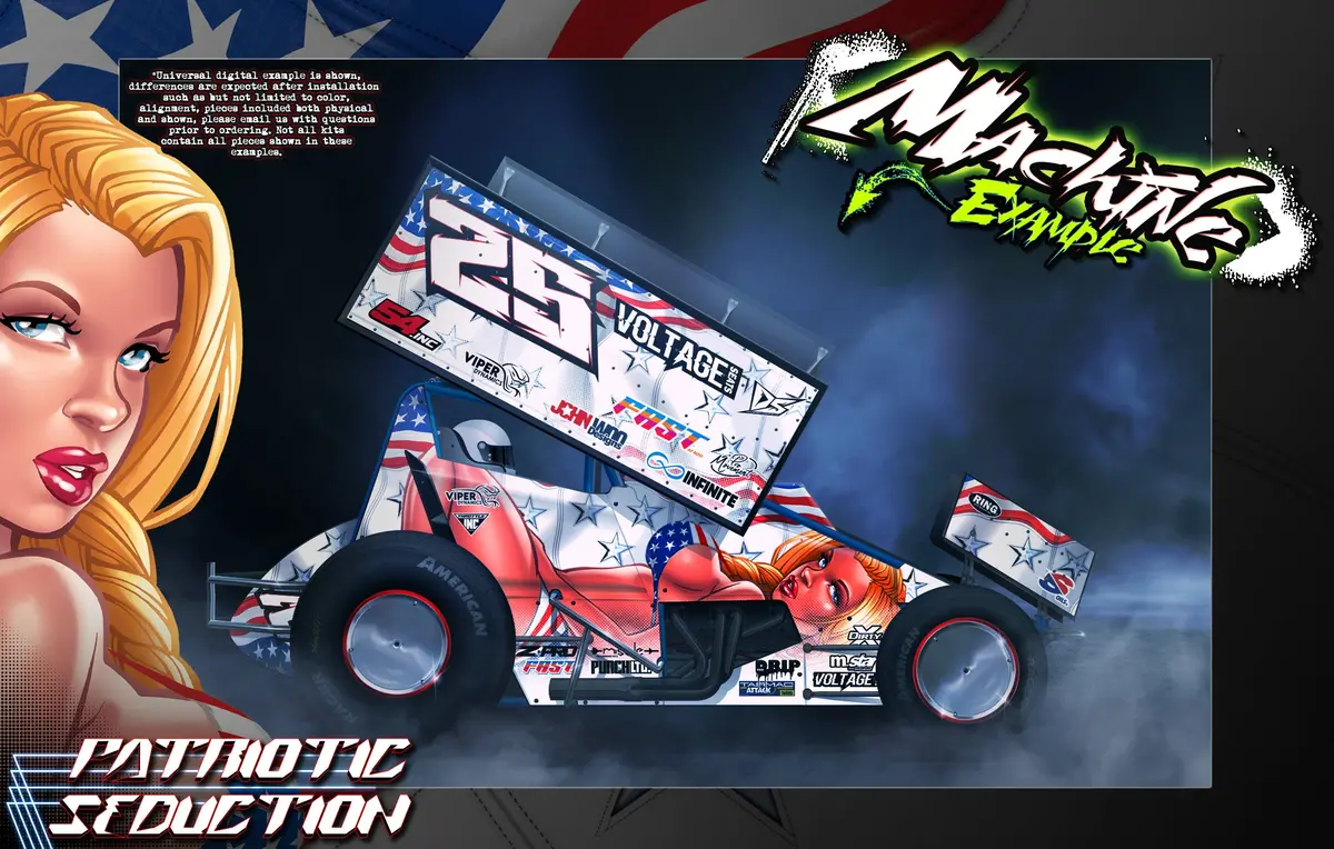 'Patriotic Seduction' Themed Graphics Skin Kit Fits Team Gfrp® | 2023 Jack Paradigm | Assault | Assault High Bite | Hustler | Weapon Midget Body 1