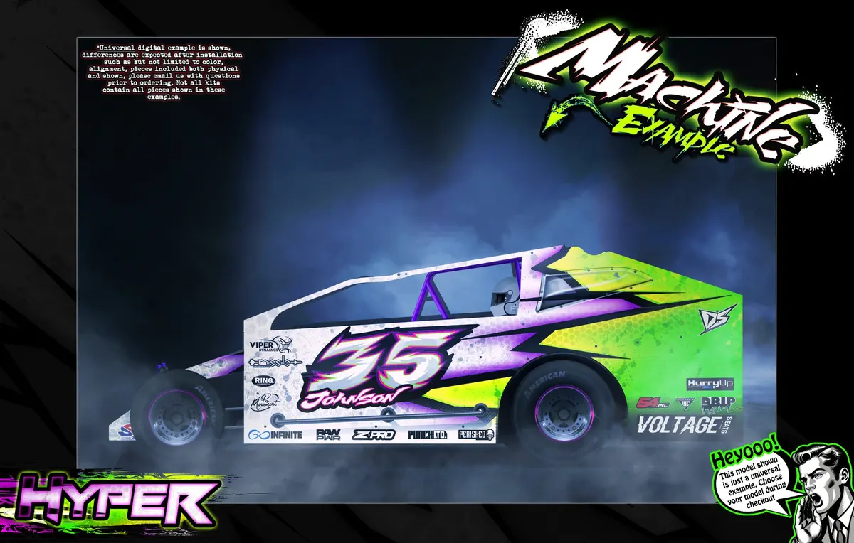 'Hyper' Themed Wrap Fits Jbody Rc® | Crate Late Model | Mini Mudboss | Mudboss 1