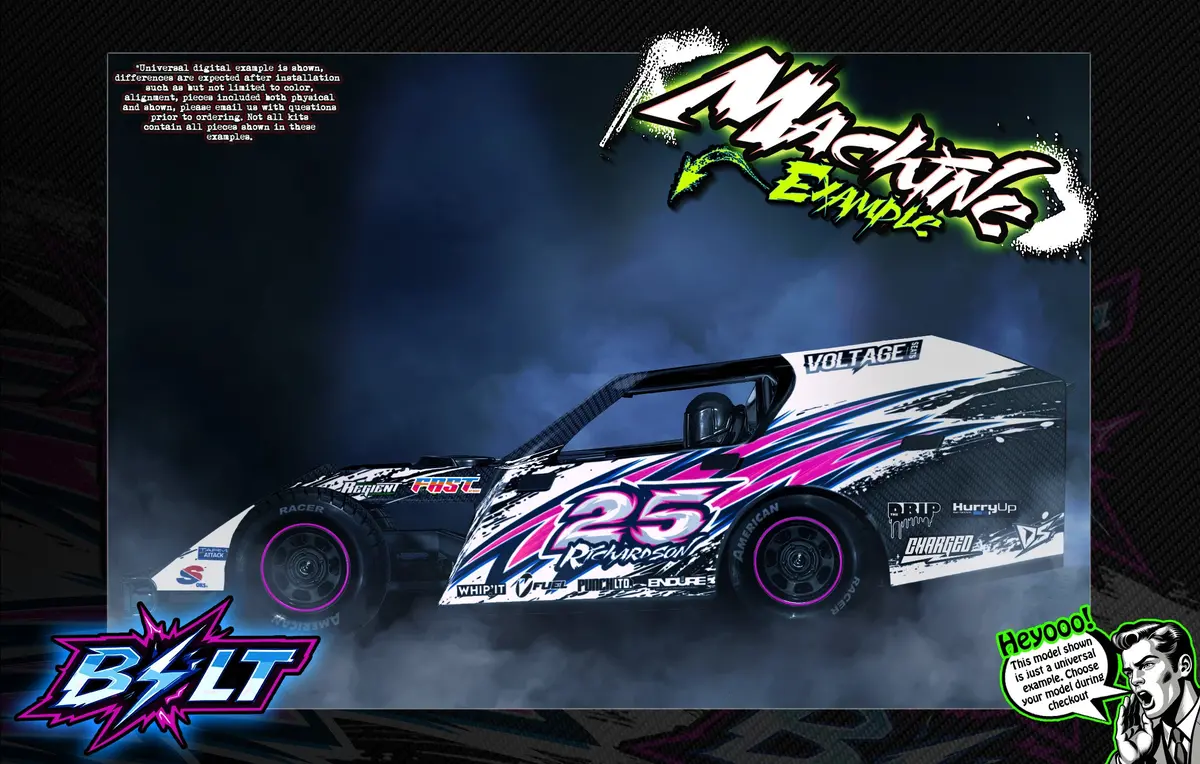 'Bolt' Themed Aftermarket Graphics Wrap Fits Traxxas® Slash | Modified | Late Model | Mudboss 1