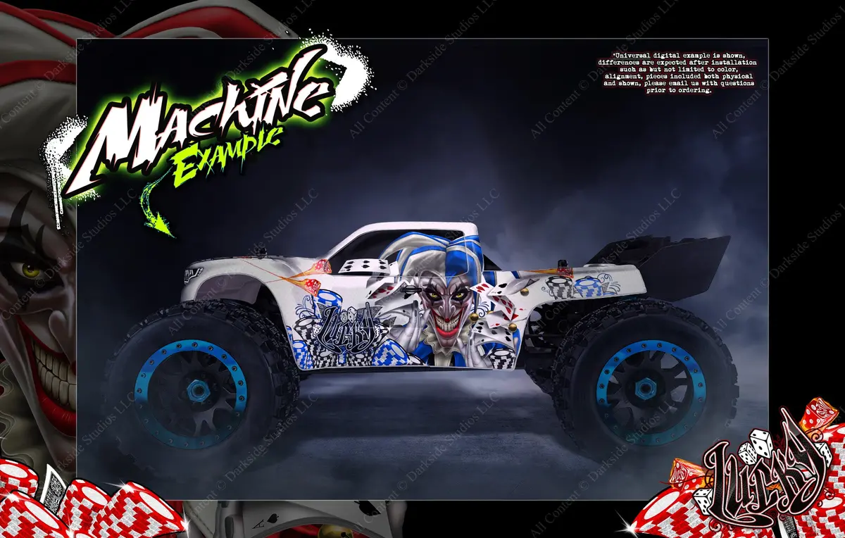 'Lucky' Themed Graphics Wrap Skin Fits Arrma Kraton 8S / 6S For Pro-Line Brute Bash Unbreakable Body 1