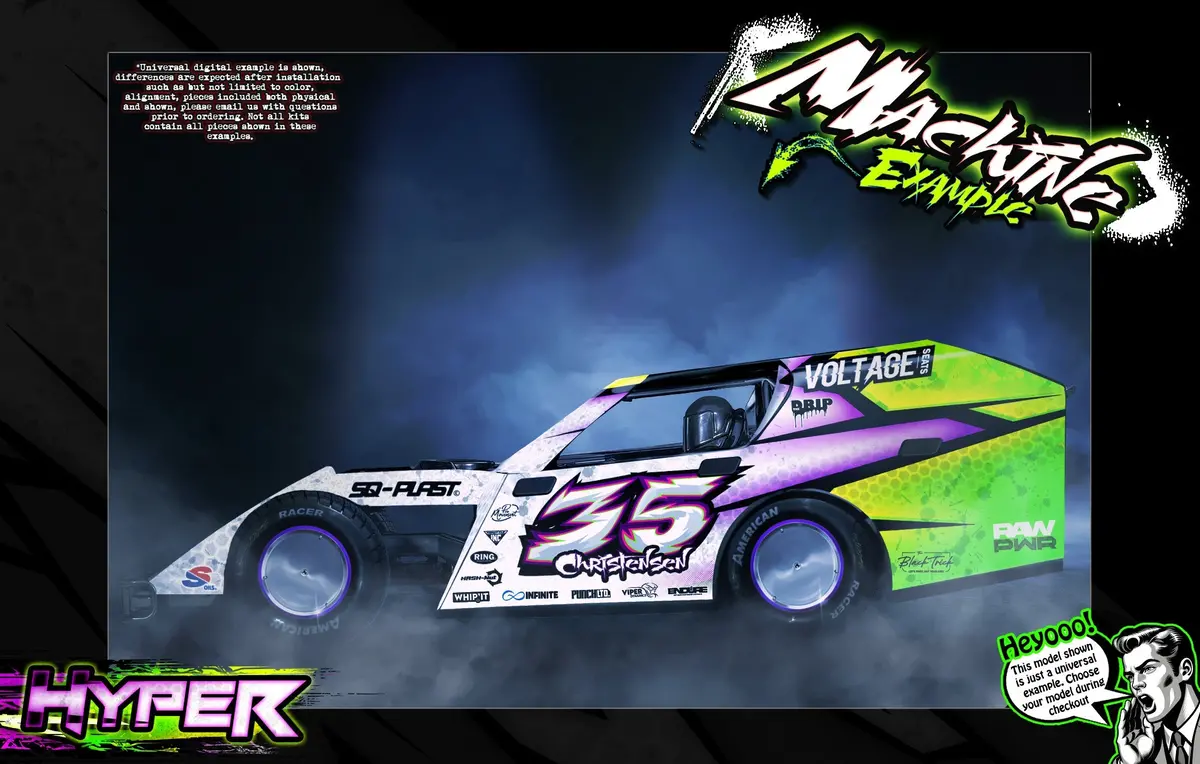 'Hyper' Themed Aftermarket Graphics Wrap Fits Traxxas® Slash | Modified | Late Model | Mudboss 1