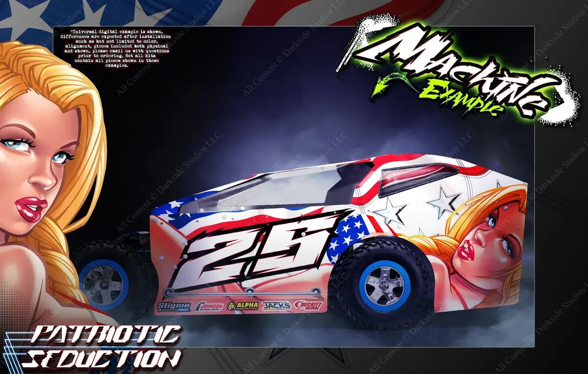 'Patriotic Seduction' Themed Wrap Fits Jbody Rc® | Crate Late Model | Mini Mudboss | Mudboss 1