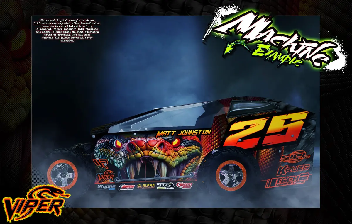 'Viper' Customizable Decal Skin Kit Fits Salvas Mudboss / Se2 Sprint Lexan Body For Traxxas Slash Dirt Oval Short Course Racing 1