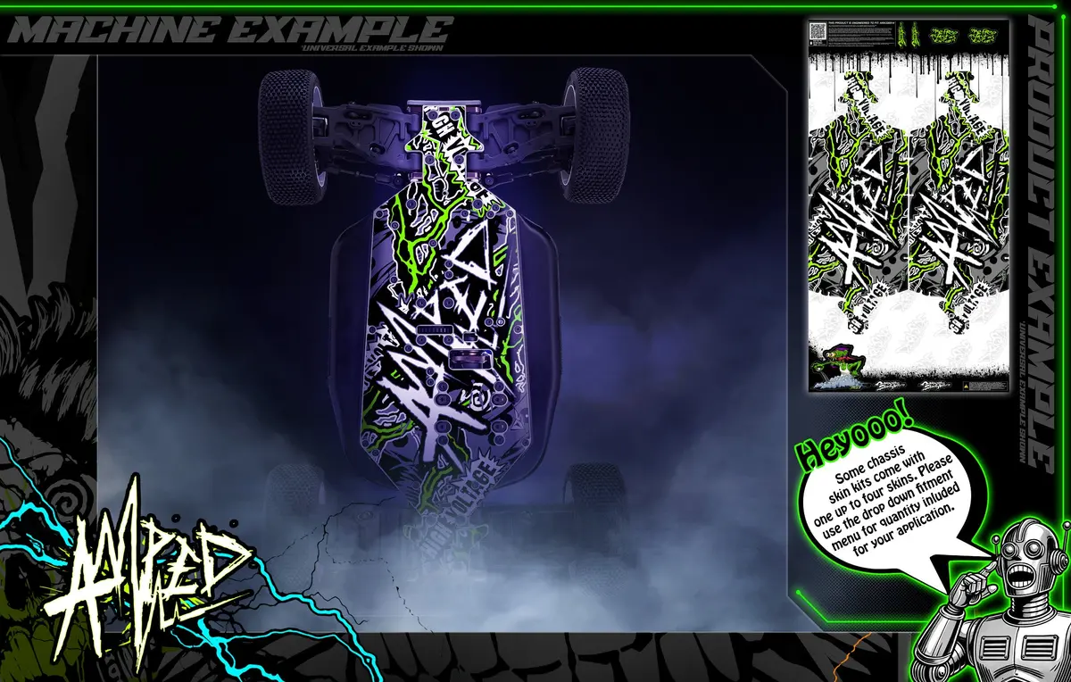 'Amped' Themed Chassis Skin Fits Mugen Seiki® | Mbx7r | Mbx8 Eco | Mbx8r | Mbx8r Eco | Mbx8t | Mbx8te | Mbx8tr | Mtc2 Fwd 1