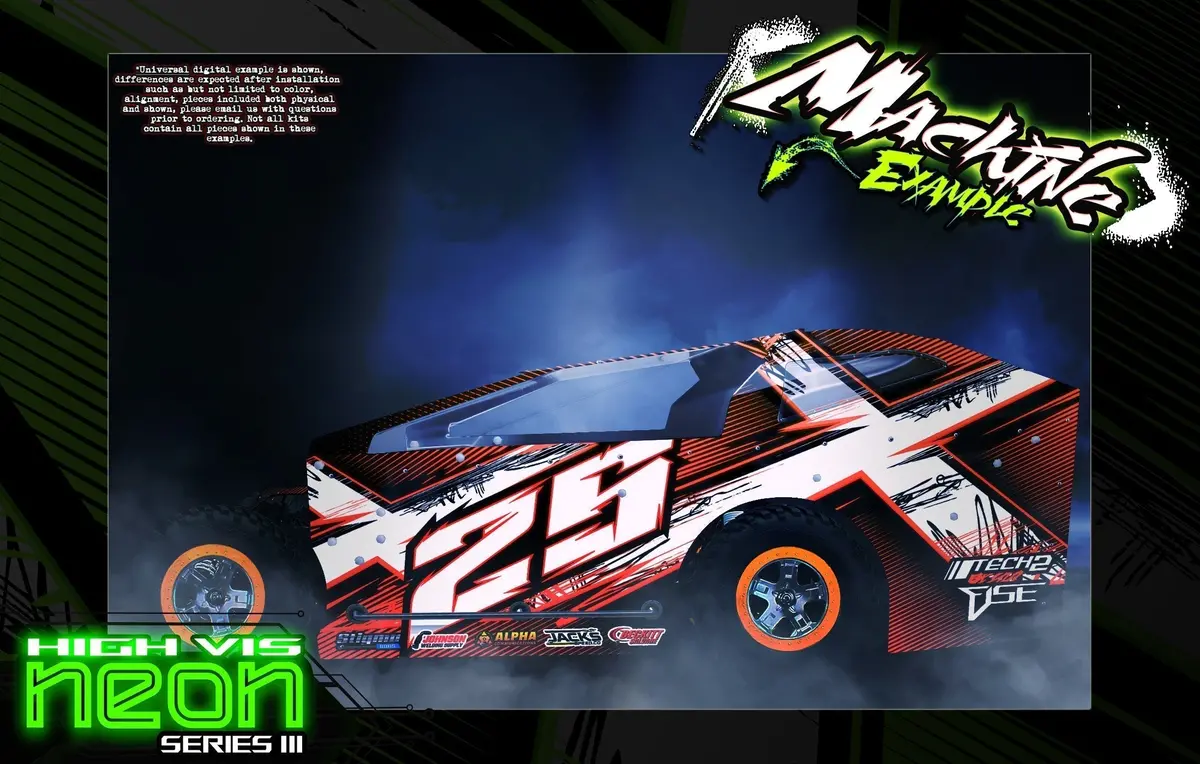'Neon Series Iii' High Vis Fluorescent Glow Customizable Wrap Decal Skin Kit Fits Phoenix Performance Rc Mudboss Lexan Body 1