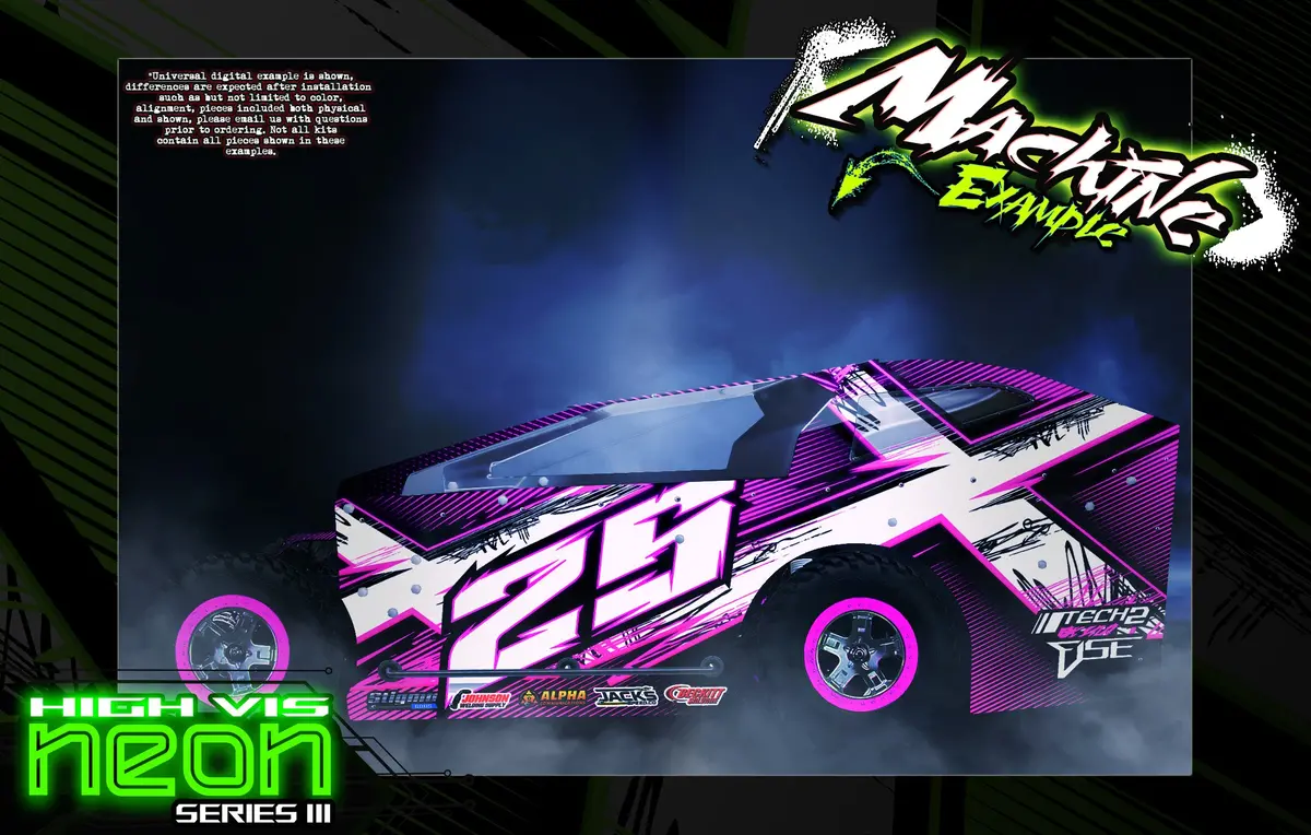 'Neon Series Iii' High Vis Neon Customizable Decal Skin Kit For Salvas Mudboss / Se2 Sprint Traxxas Slash Dirt Oval Short Course Racing 1