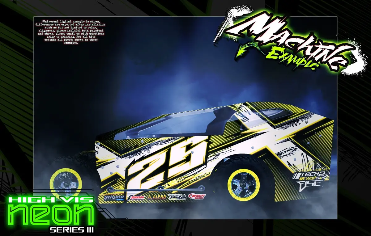 'Neon Series Iii' Themed Graphics Wrap Kit Fits Gt Bodies® | Bandit | Hackfab Edm | Late Model | Mudboss | Sprint 1