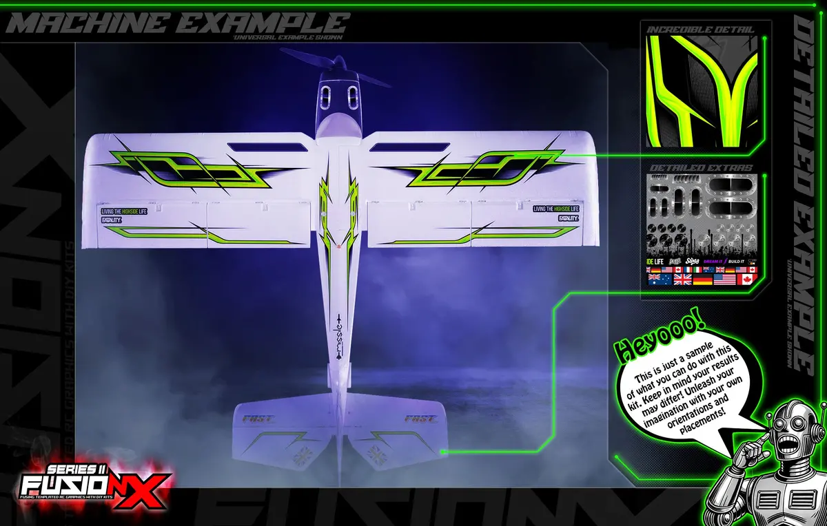 'Series 11P' Fusionx Universal Aftermarket Graphics Sticker Decal Sheet Suitable For E-Flite, Hangar 9, Fms, Volantex, Rc Planes 3