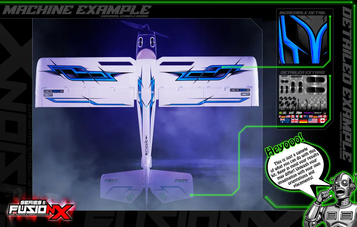 'Series 11P' Fusionx Universal Aftermarket Graphics Sticker Decal Sheet Suitable For E-Flite, Hangar 9, Fms, Volantex, Rc Planes 5