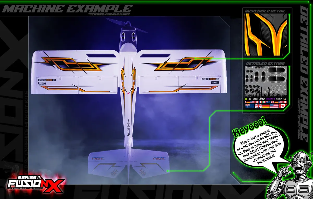 'Series 11P' Fusionx Universal Aftermarket Graphics Sticker Decal Sheet Suitable For E-Flite, Hangar 9, Fms, Volantex, Rc Planes 2