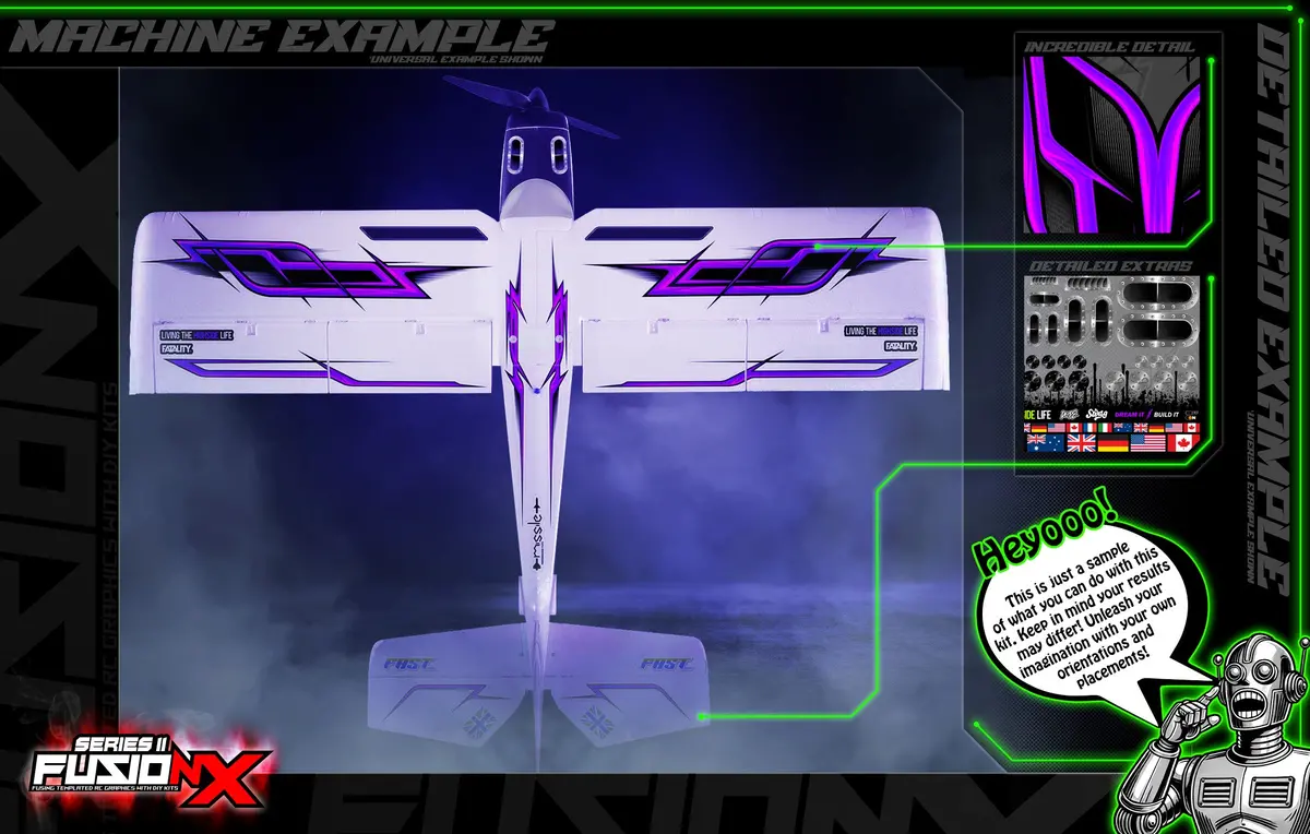 'Series 11P' Fusionx Universal Aftermarket Graphics Sticker Decal Sheet Suitable For E-Flite, Hangar 9, Fms, Volantex, Rc Planes 1