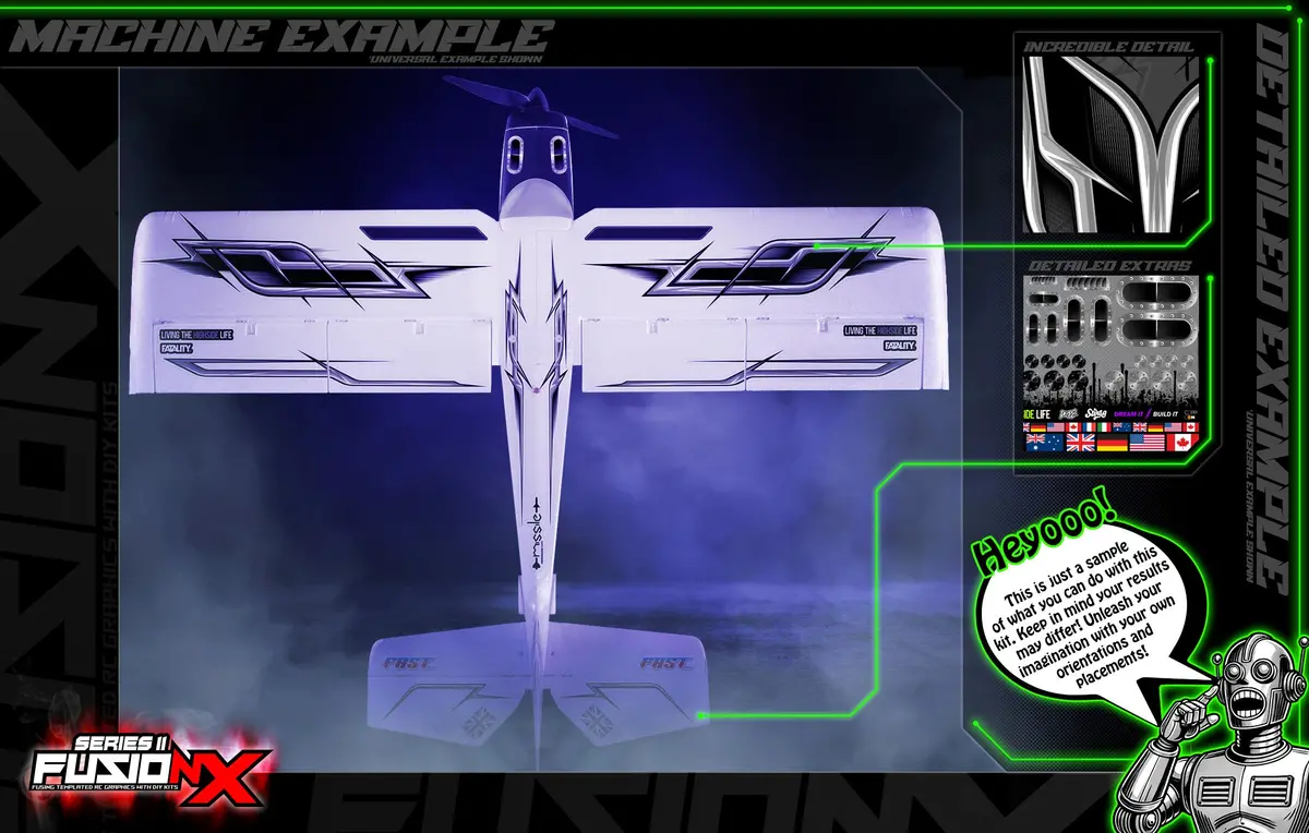 'Series 11P' Fusionx Universal Aftermarket Graphics Sticker Decal Sheet Suitable For E-Flite, Hangar 9, Fms, Volantex, Rc Planes 4