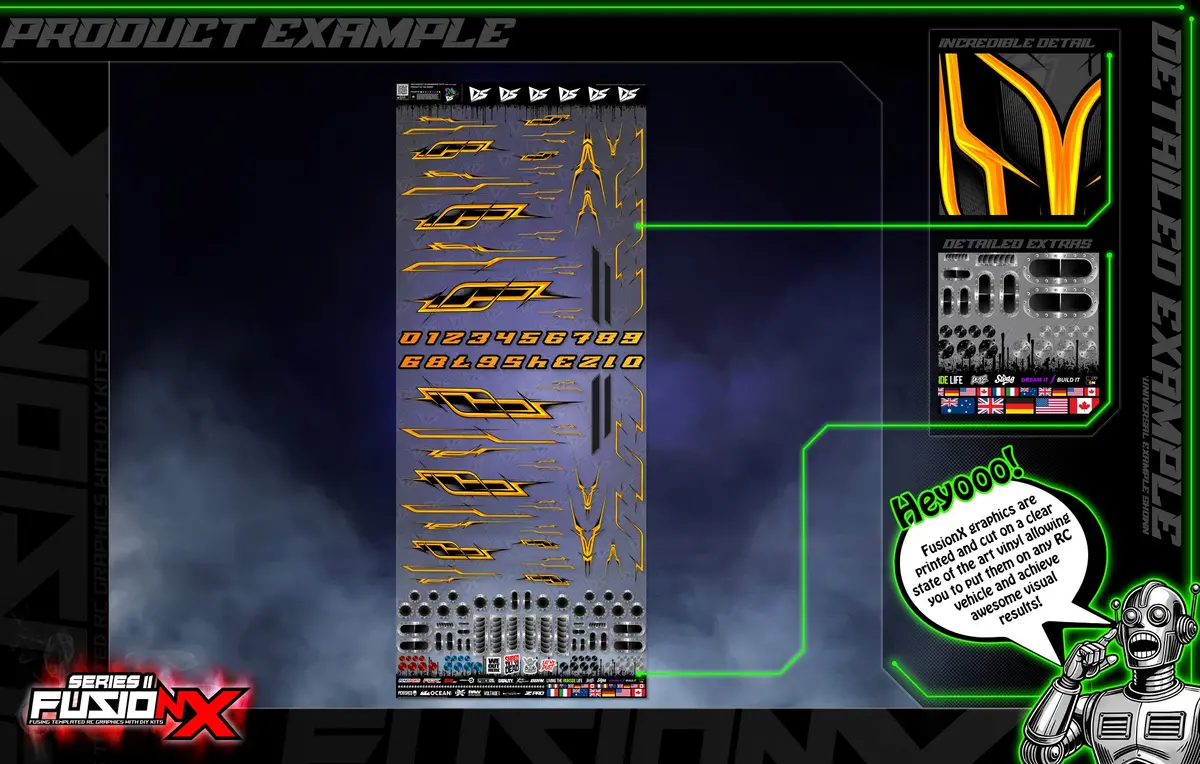 'Series 11P' Fusionx Universal Aftermarket Graphics Sticker Decal Sheet Suitable For E-Flite, Hangar 9, Fms, Volantex, Rc Planes 8