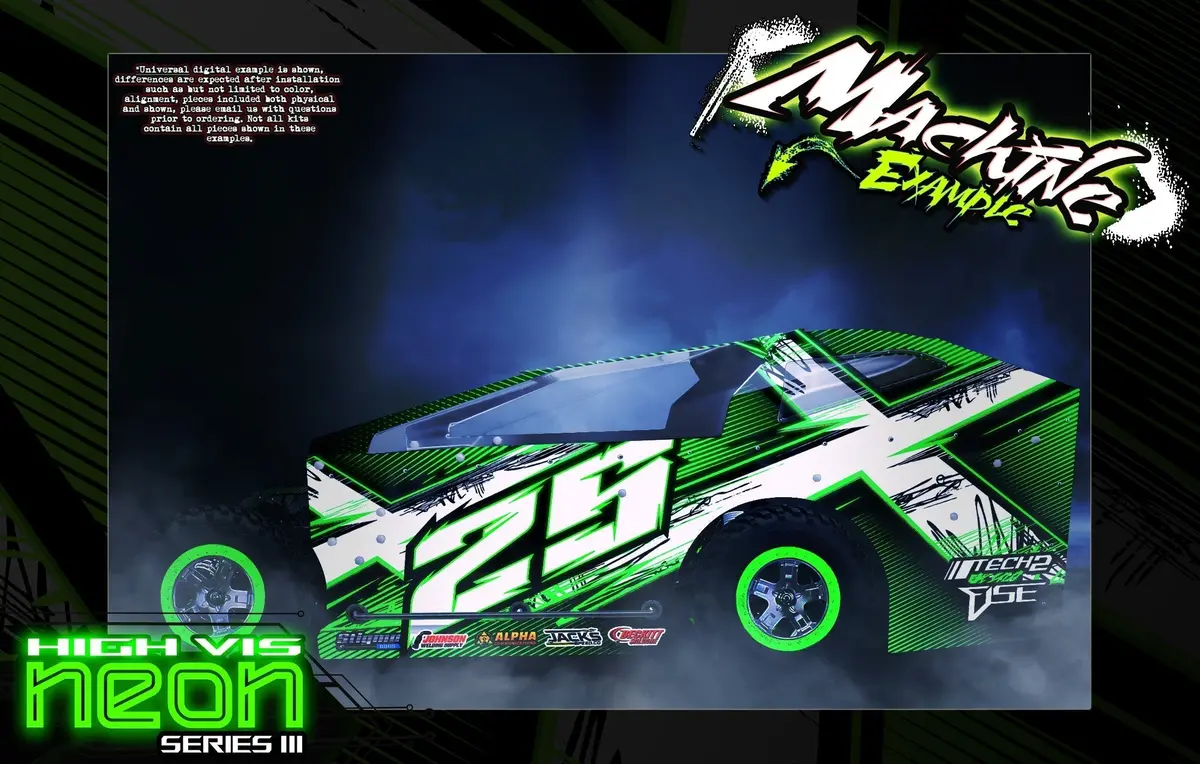 'Neon Series Iii' High Vis Fluorescent Glow Customizable Wrap Decal Skin Kit Fits Phoenix Performance Rc Mudboss Lexan Body 1