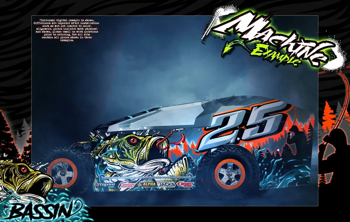 'Bassin' Customizable Decal Skin Kit Fits Salvas Mudboss Mudboss / Se2 Sprint Lexan Body For Traxxas Slash Dirt Oval Short Course Racing 1