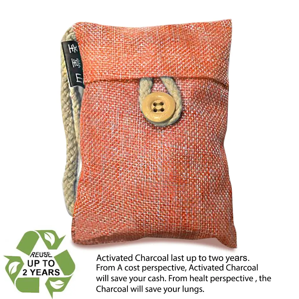 Bag Bamboo Activated Charcoal (Orange) 100% Natural & Chemical Free Moisture 1