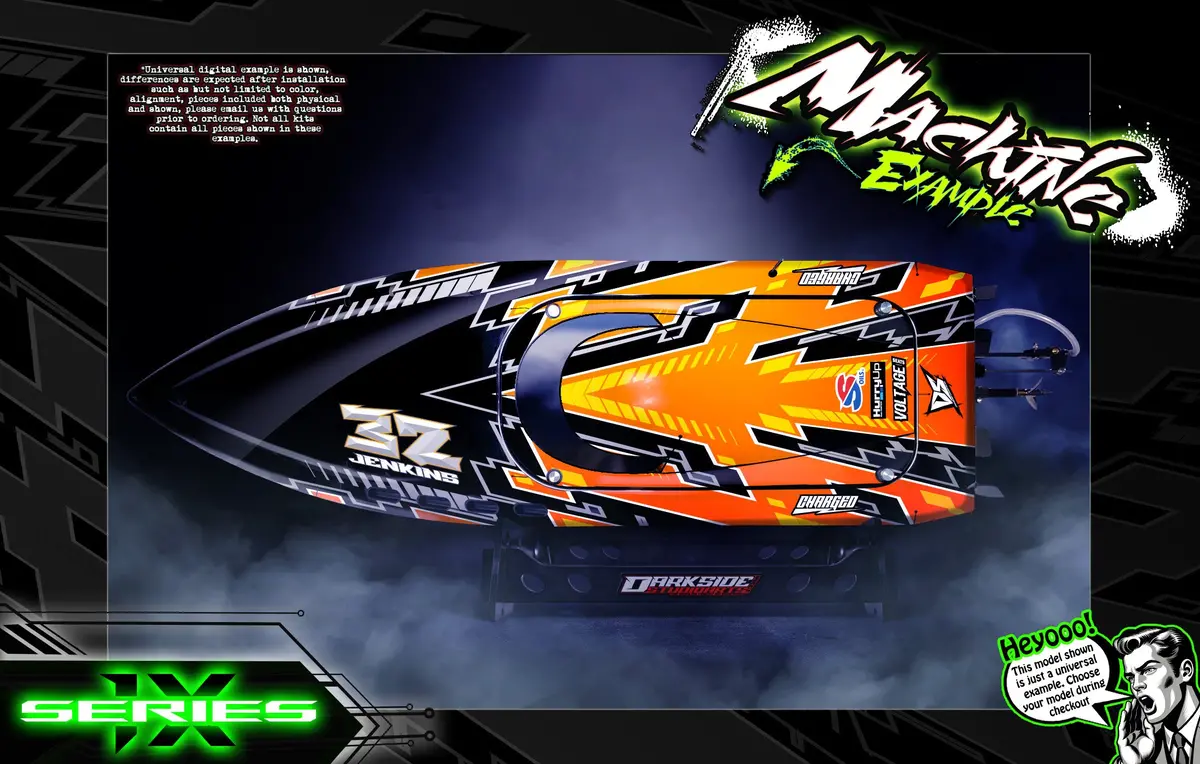 'Series 1X' Themed Graphics Skin Kit Fits Pro Boat® | Blackjack | Impulse | Jetstream | React | Recoil | Shockwave | Sonicwake | Ul-19 | Veles | Zelos 1
