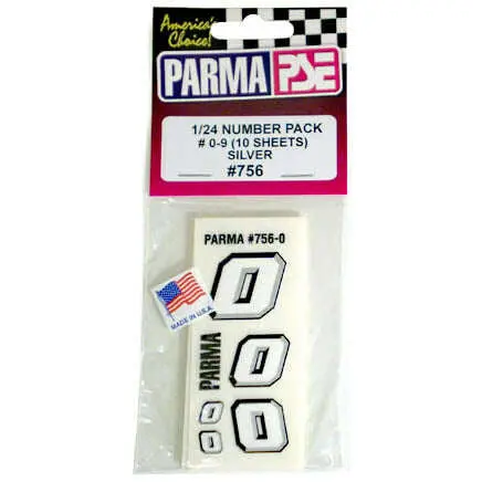 Par756 - White Number Decals With Black Outlines And Silver Highlights 1