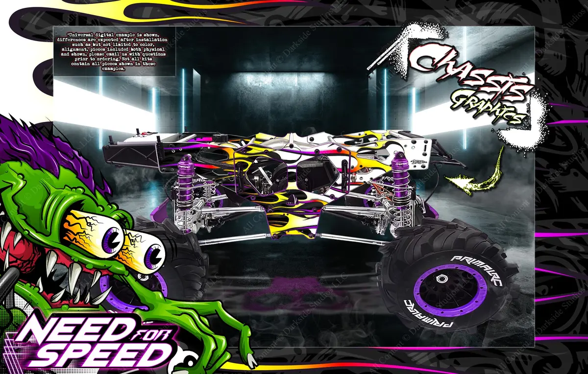 'Need For Speed' Chassis Skin Accessory Hop-Up For Primal Rc Raminator Truck Fits #Prrmt022 #Prrmt021 #Prrmt020 1