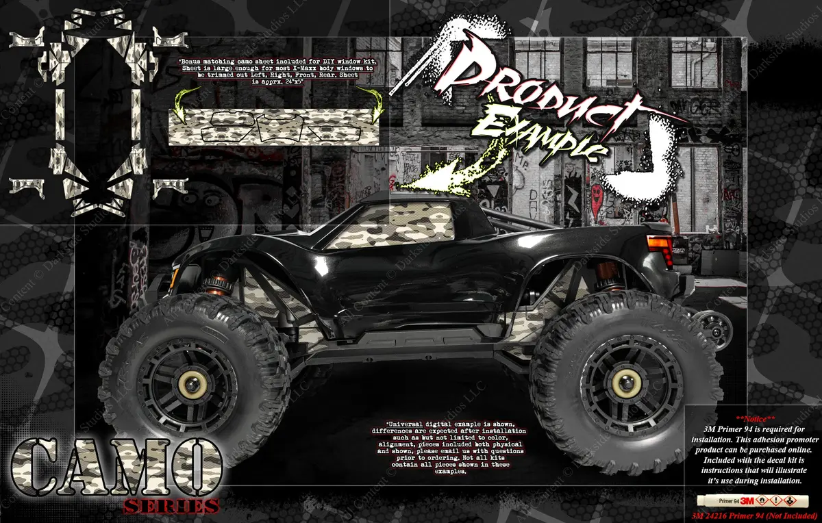 'Camo' Skin Decal Accessory Graphics Kit Fits Traxxas Maxx 4S -V1 Only- 1/10 Chassis / Shock Tower 1