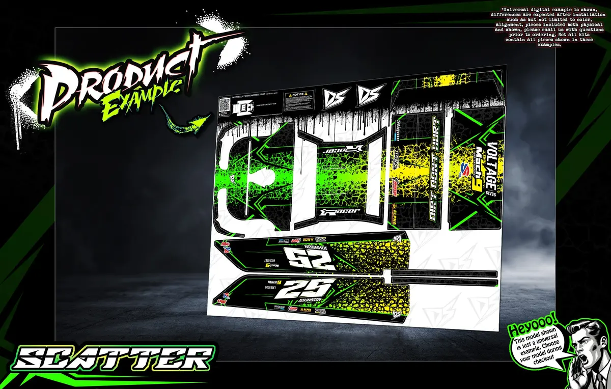 'Scatter' Themed Wrap Fits Shark Rc® Sr10 | Crazy Train | Dawg Pound | Hammerhead | Knockout | Mafia | Ninja | Smokescreen | Wild Card 2