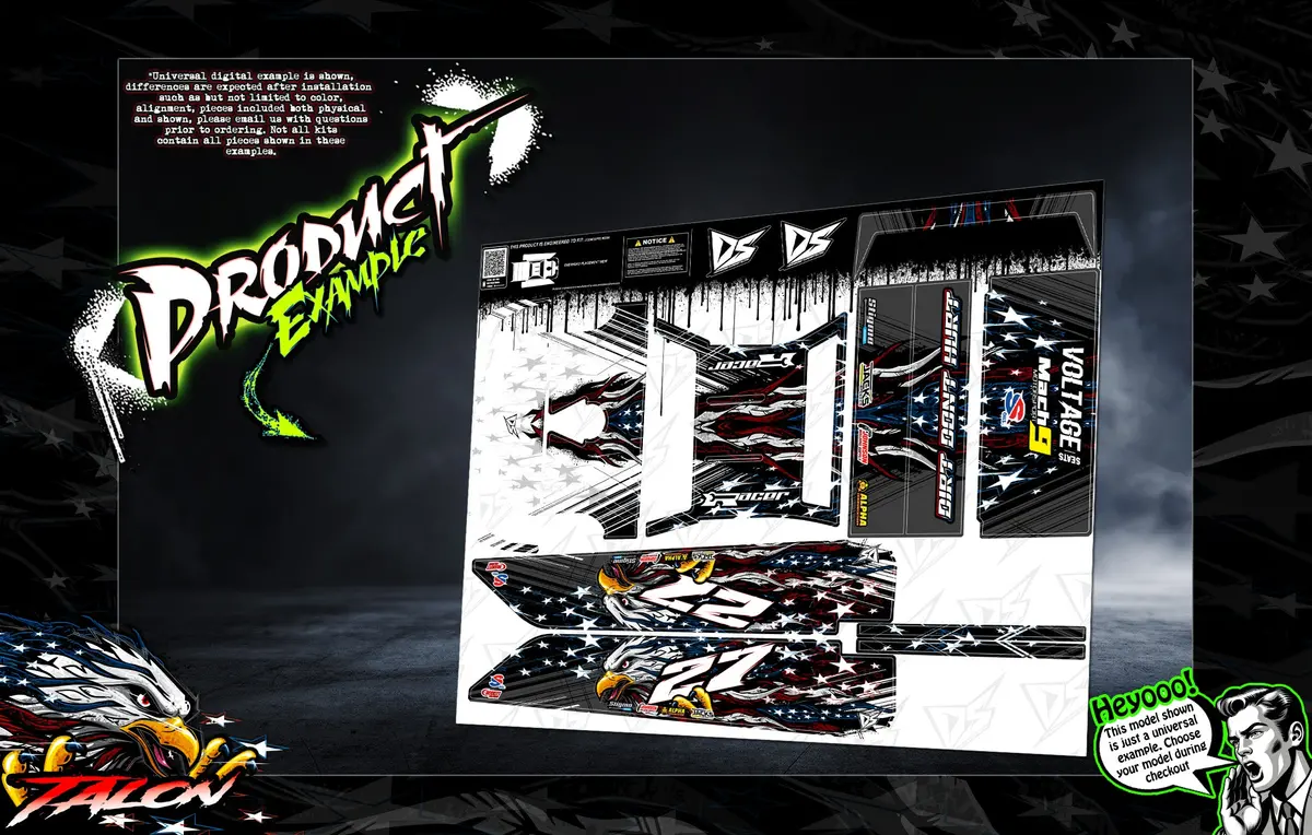'Talon' Themed Graphics Fits Shark Rc® Late Model | Assassin | Atomic | Bam/F | Kill Shot | Nightmare | Twister | U.F.O. | Volunteer 2
