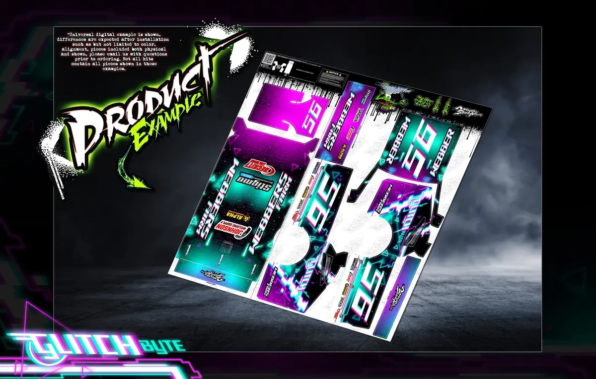 'Glitch Byte' Themed Wrap Fits Jbody Rc® | Crate Late Model | Mini Mudboss | Mudboss 2