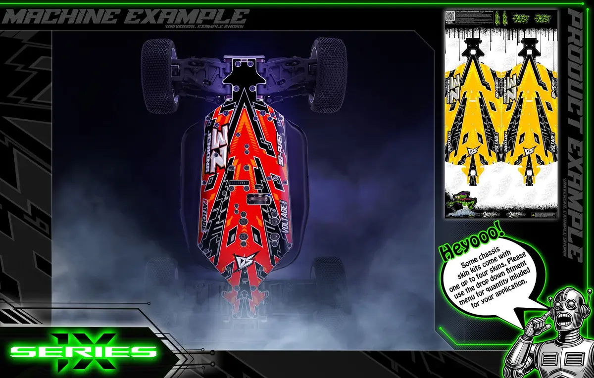 'Series 1X' Themed Chassis Skin Fits Losi® Tenacity Series | Tenacity (Plastic Chassis) | Tenacity Pro (Metal Chassis) 2