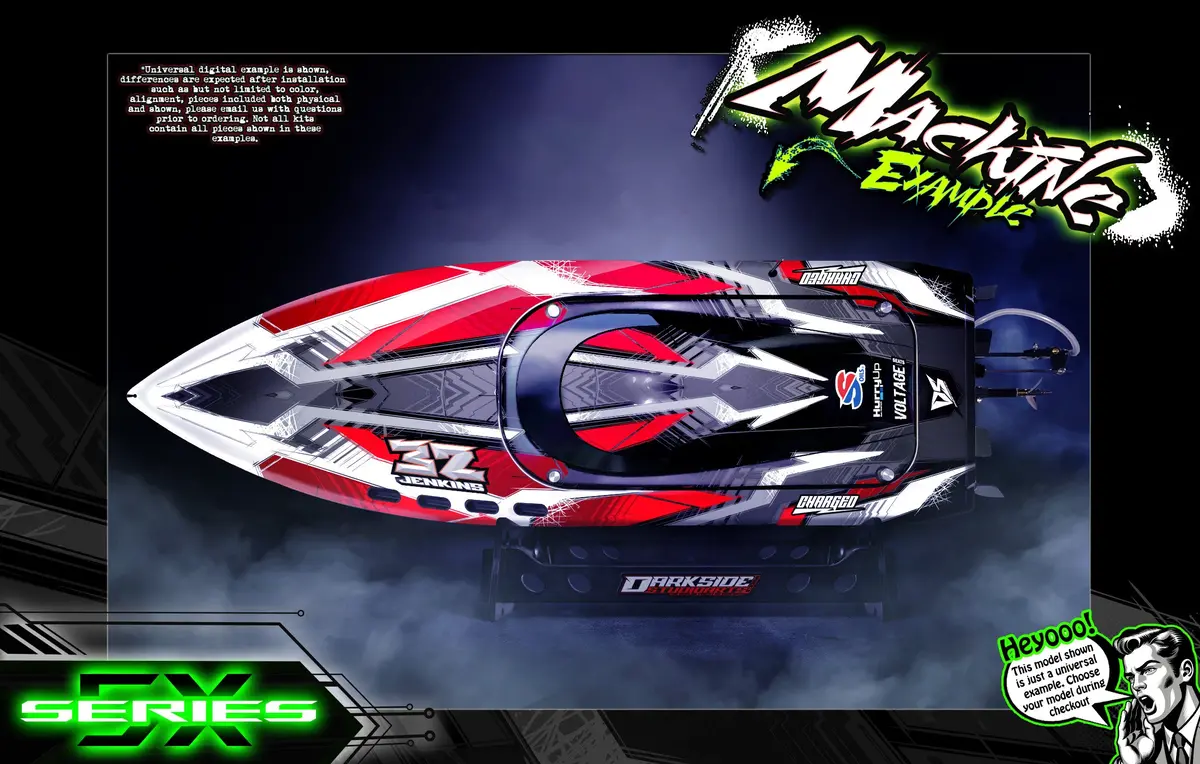 'Series 5X' Themed Graphics Skin Kit Fits Pro Boat® | Blackjack | Impulse | Jetstream | React | Recoil | Shockwave | Sonicwake | Ul-19 | Veles | Zelos 1
