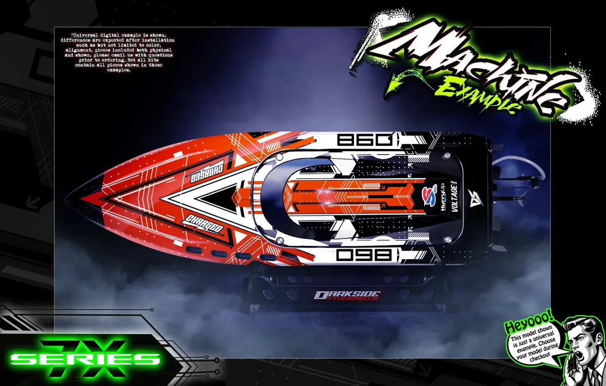 'Series 7X' Themed Graphics Skin Kit Fits Streamline Rc® | Thrasher Bash Boat | V1 | V2 | V3 | G2 2