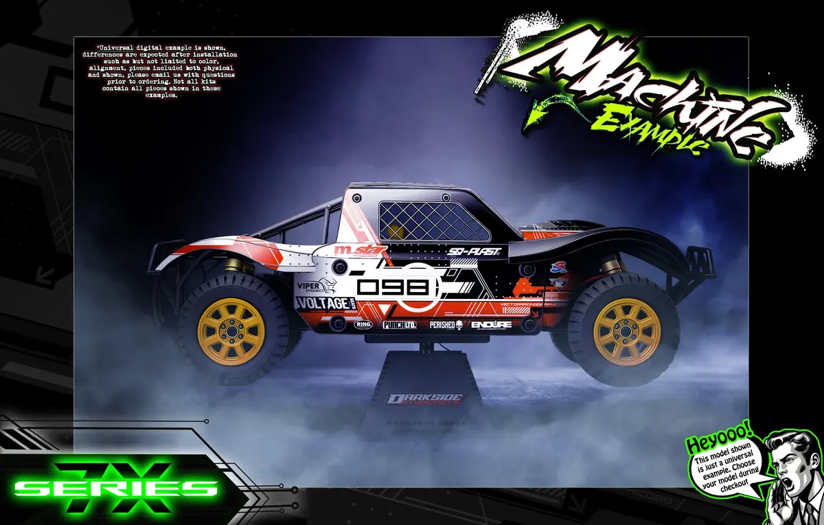 'Series 7X' Themed Graphics Kit Fits 30° North Big Flex Body | Losi® 5Ive-T | King Motor | Rovan 1
