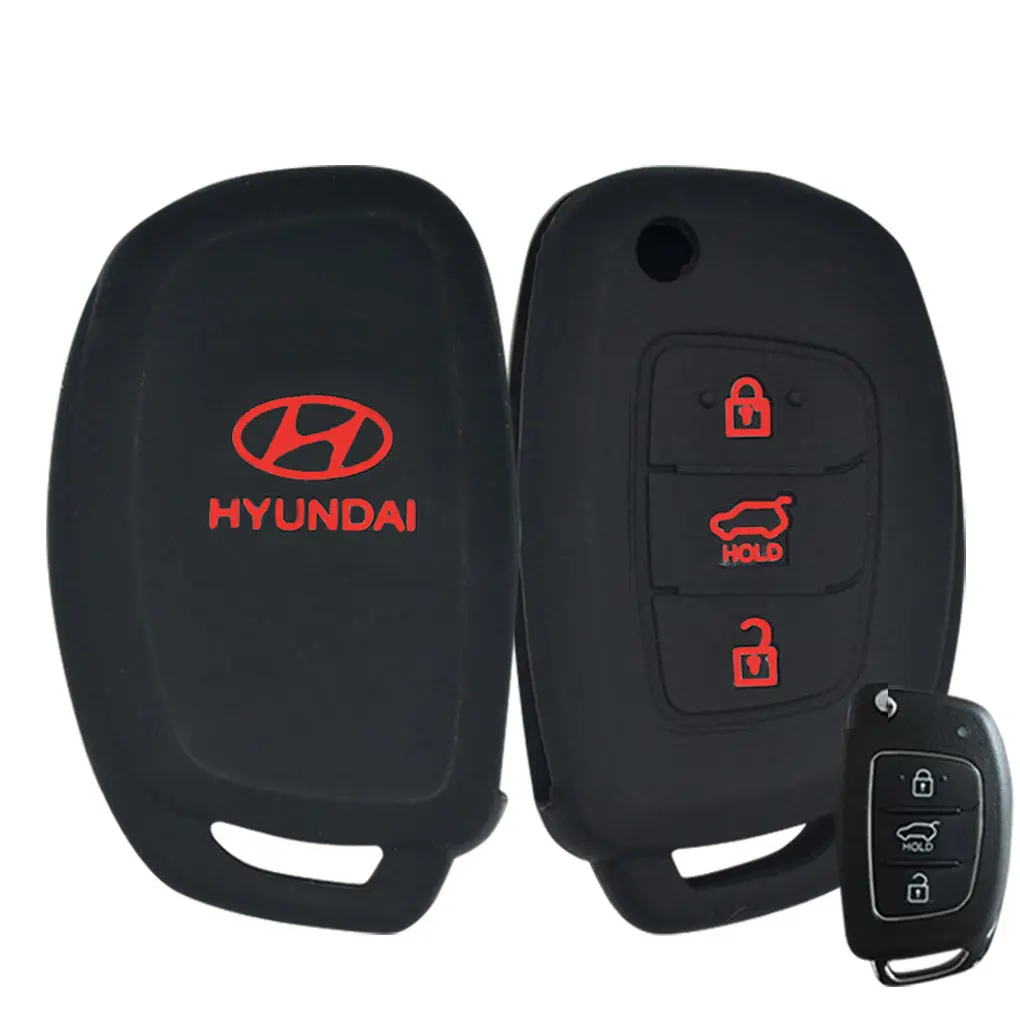 Hyundai Matt Black Soft Silicone Car Key Remote Holder (High Quality) 2