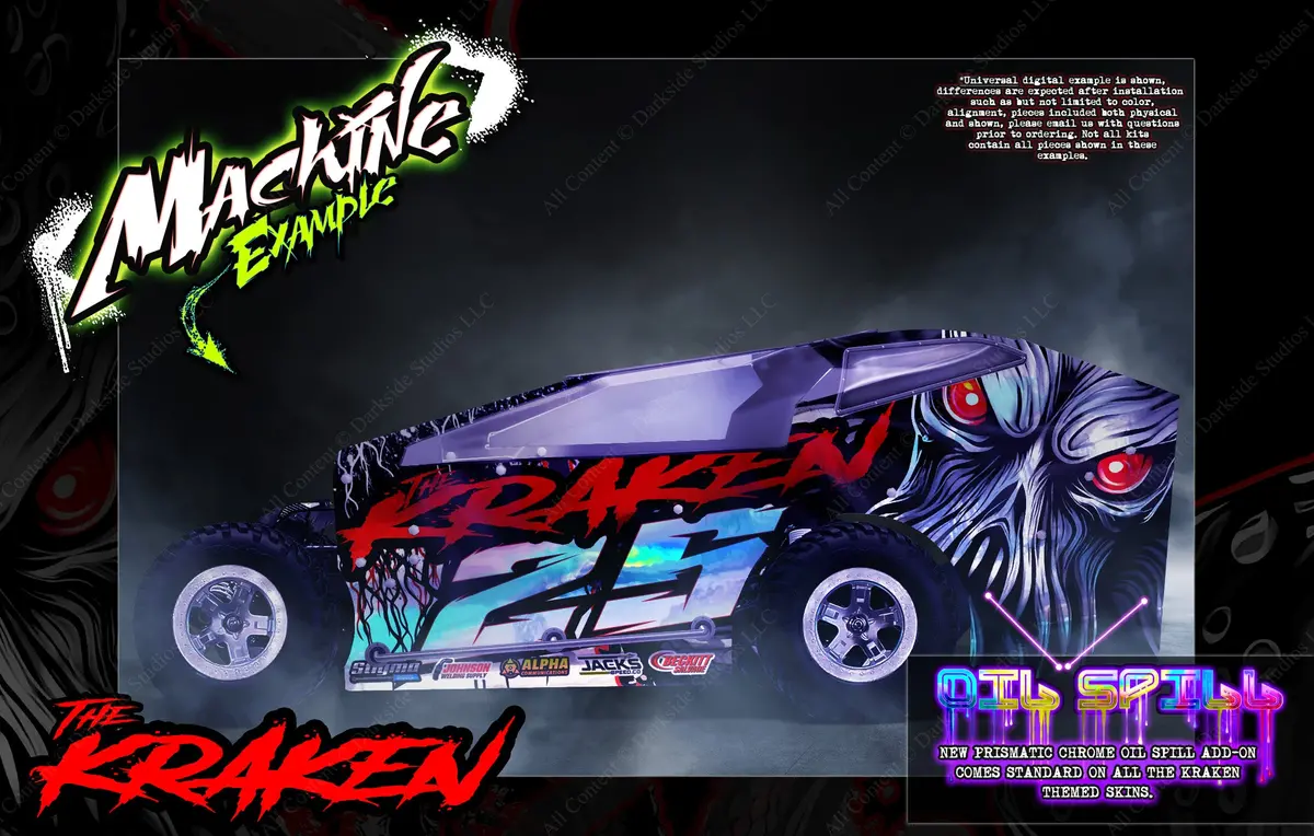 'The Kraken' Real Chrome Customizable Wrap Skin Graphics Fits Salvas Mudboss / Se2 Sprint Lexan Panels 1