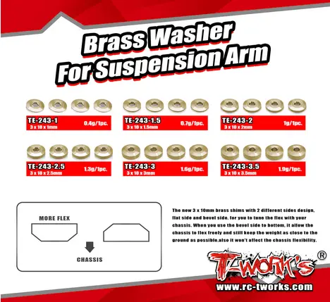 Tworks Brass Washer Set For Suspension Arm 3X10 (Each 8Pcs) 1