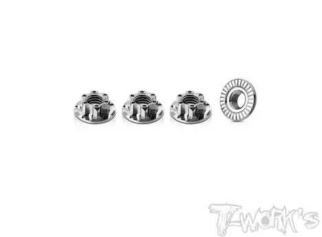 Tworks Titanium Light Weight Serrated M5 Wheen Nut (4Pcs) 1