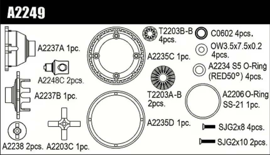 Mugen Seiki Mtc-2R/Mtc3 Differential Set 1