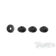 Ta-127 7075-T6 Light Weight Large-Contact Low Profile Serrated M4 Wheel Nuts (4Pcs) 1