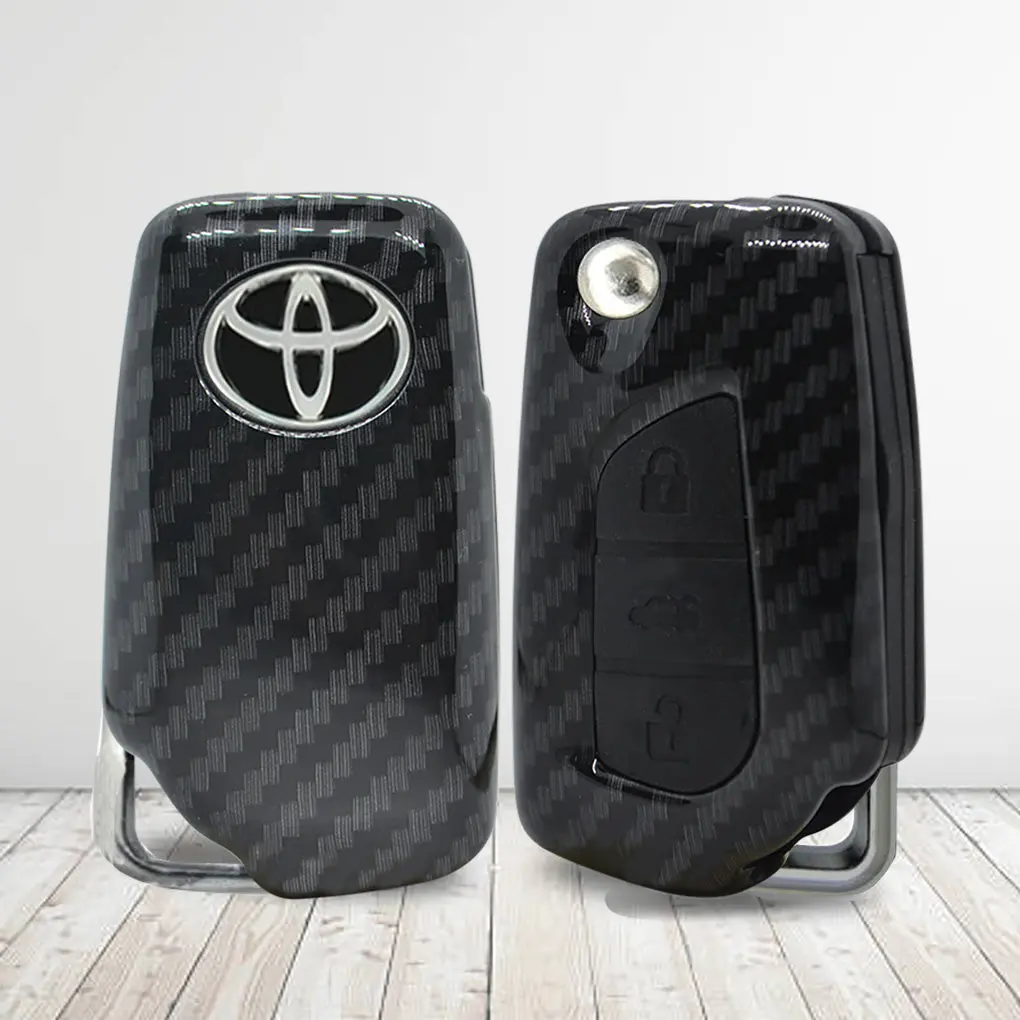 Toyota Hard Plastic Carbon Buttons Car Key Case Carbon Fiber Shell 1