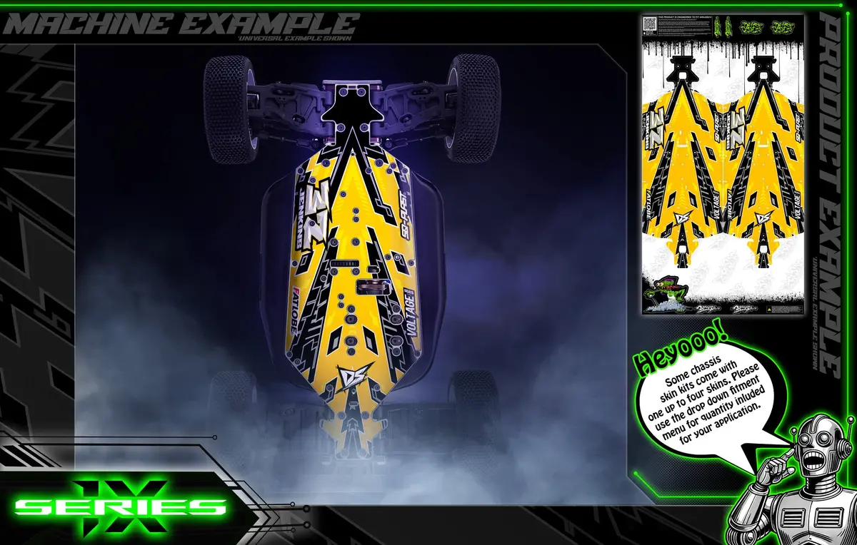 'Series 1X' Themed Chassis Skin Fits Mugen Seiki® | Mbx7r | Mbx8 Eco | Mbx8r | Mbx8r Eco | Mbx8t | Mbx8te | Mbx8tr | Mtc2 Fwd 1