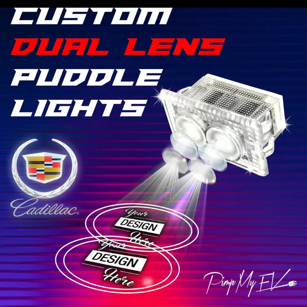 Custom Dual Lens Led Courtesy Door Projector Puddle Lights For Cadillac 1