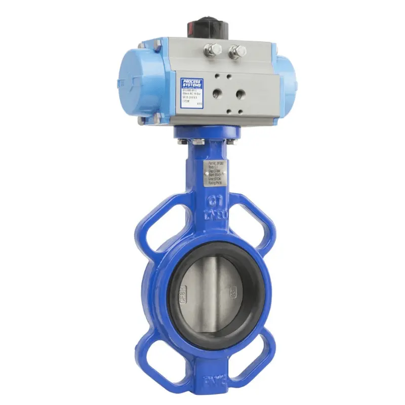 Ductile Iron Wafer Butterfly Valve 16 Bar 200Mm Double Acting Pneumatic Epdm Wsaa Certified 1