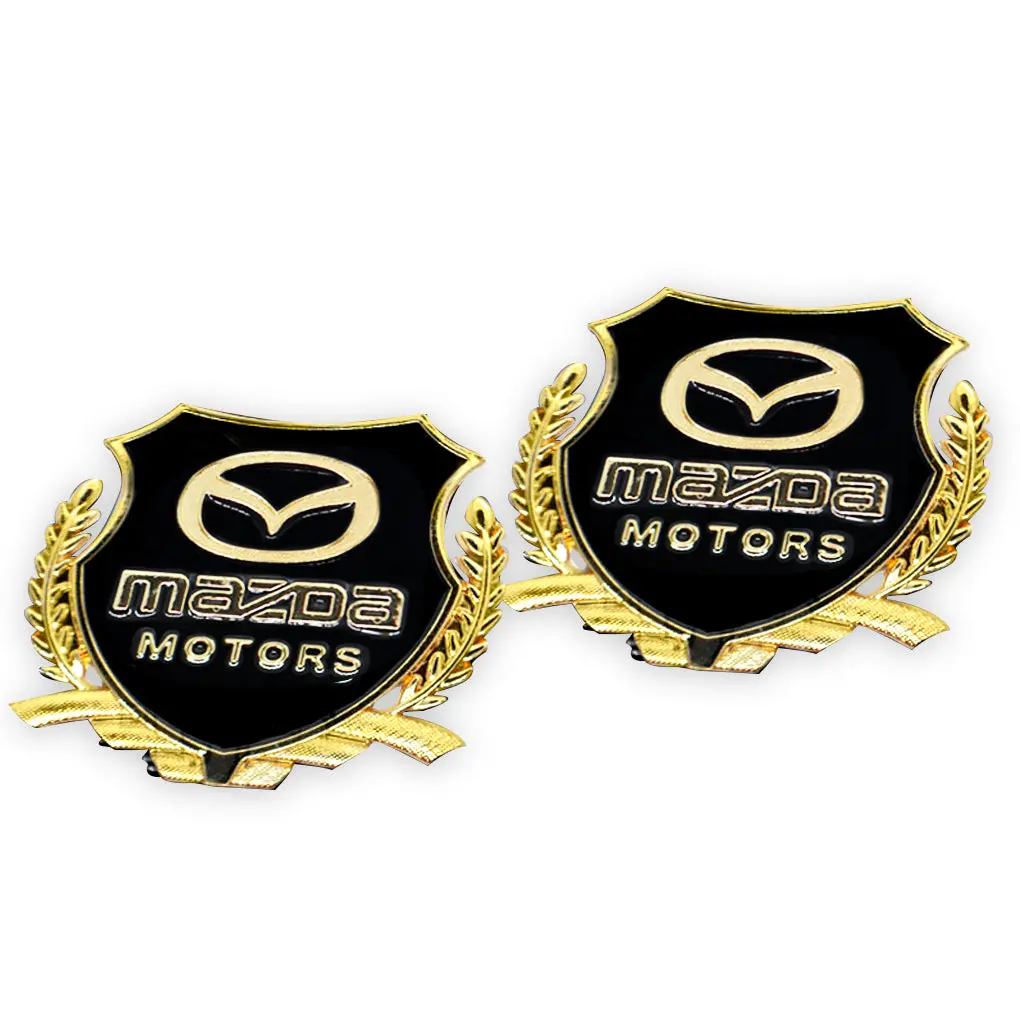 2Pcs Mazda Car Badge Decal Car Logo Chrome Emblem Sticker Gold/Silver 1