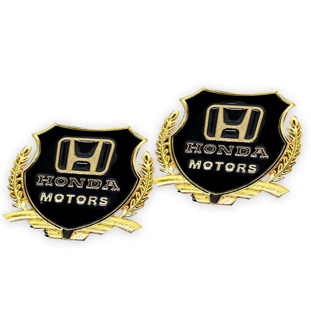 2Pcs Honda Car Badge Decal Car Logo Chrome Emblem Sticker Gold/Silver 1