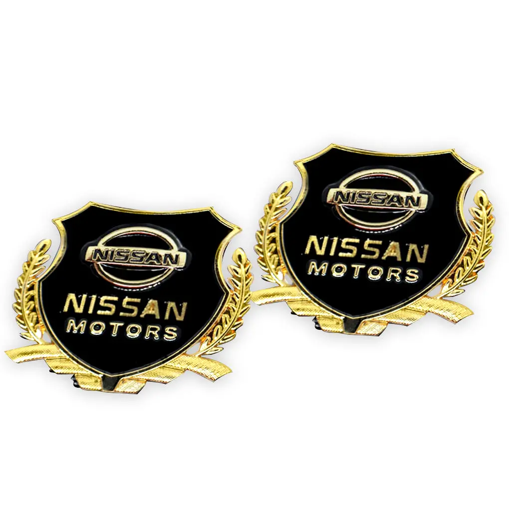 2Pcs Nissan Car Badge Decal Car Logo Chrome Emblem Sticker Gold/Silver 1