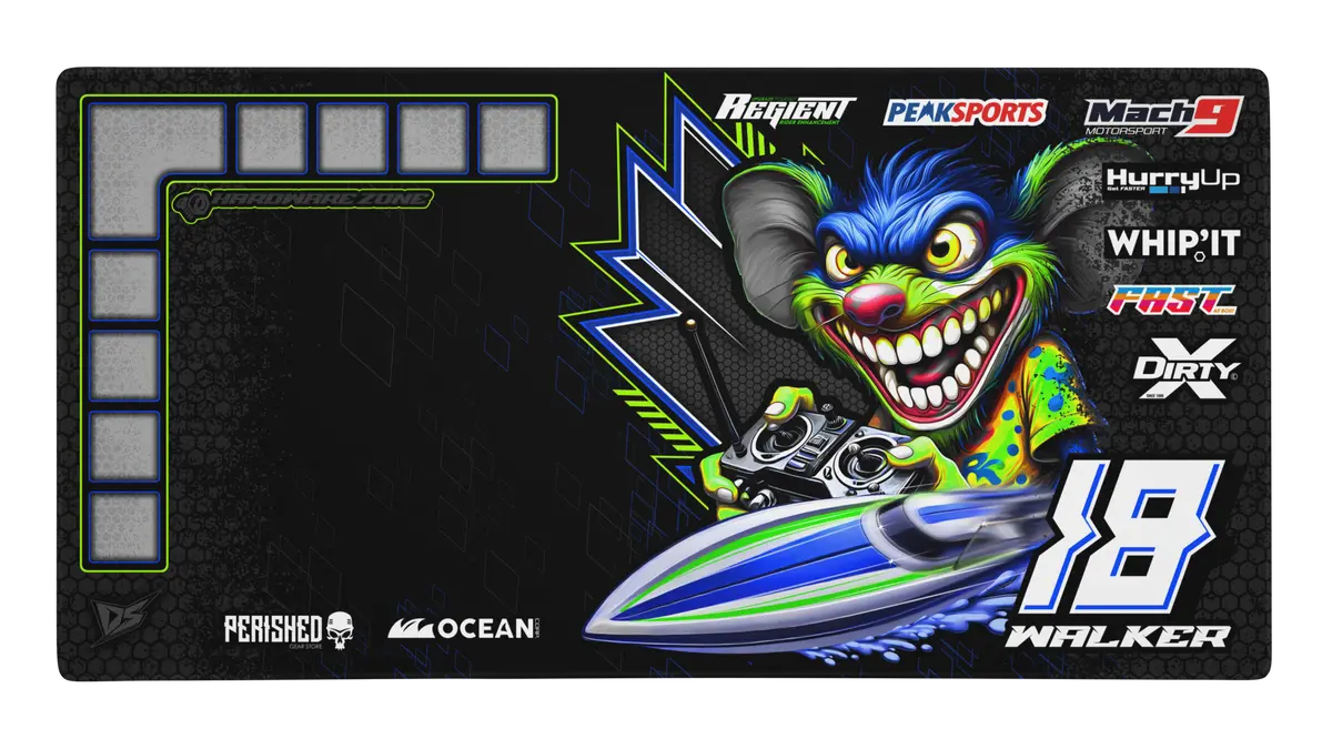 'Rc Boat Series' Premium Rc Pit / Work Mat – Customizable, Rollable, Rubber Non-Slip Base, Polyester Top, Stitched Edges 1