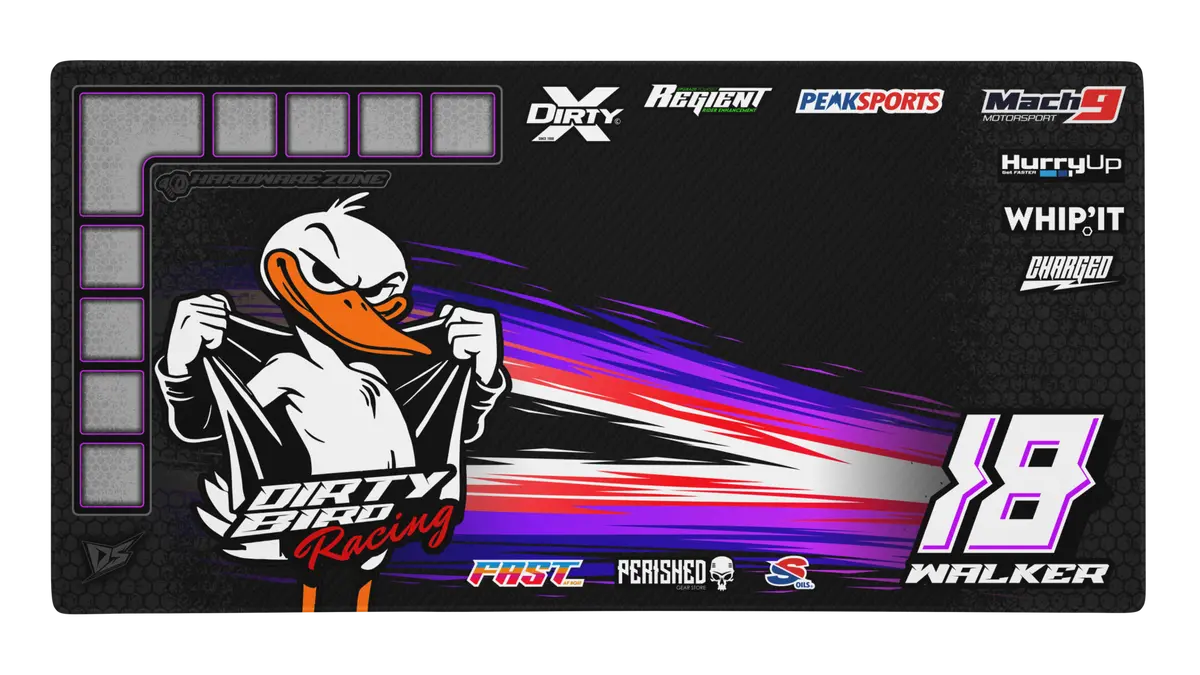 'Dirty Bird' Premium Rc Pit / Work Mat – Customizable, Rollable, Rubber Non-Slip Base, Polyester Top, Stitched Edges 1