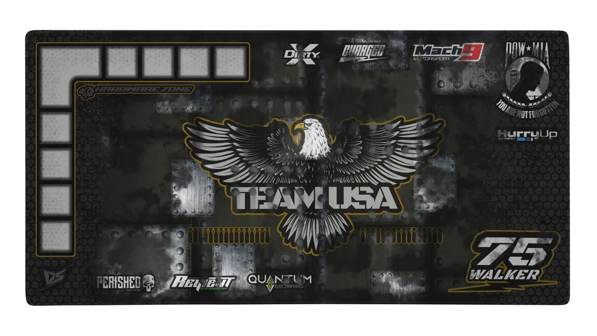 'Team Usa' Premium Rc Pit / Work Mat – Customizable, Rollable, Rubber Non-Slip Base, Polyester Top, Stitched Edges 1