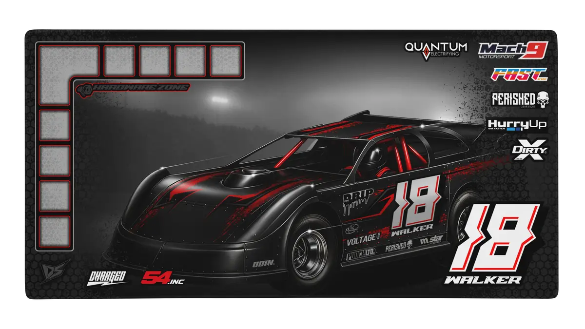 'Late Model Series' Premium Rc Pit / Work Mat – Customizable, Rollable, Rubber Non-Slip Base, Polyester Top, Stitched Edges 1